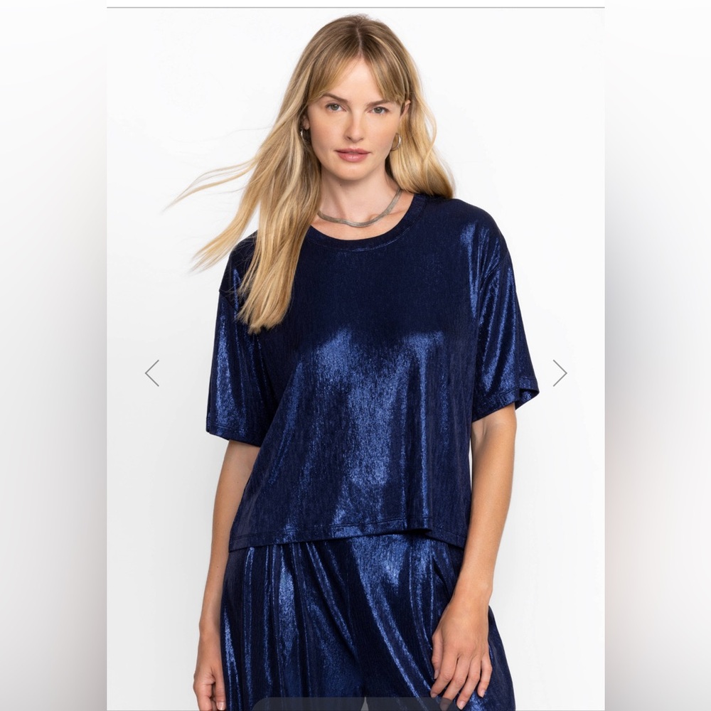 Shimmering Navy Blue Women's Top and Pants. Important Note: Sold as a Set